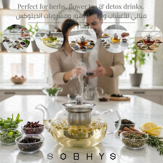 600ml Borosilicate Glass Teapot with Hook-Lock Infuser, Anti-Drip Spout & Heat Resistant