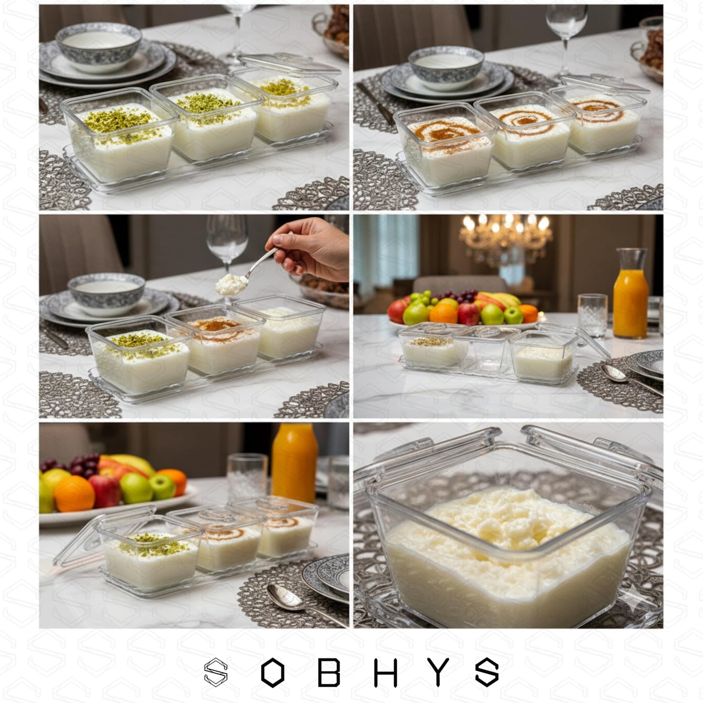 Acrylic serving set - 3 Squaare Bowl