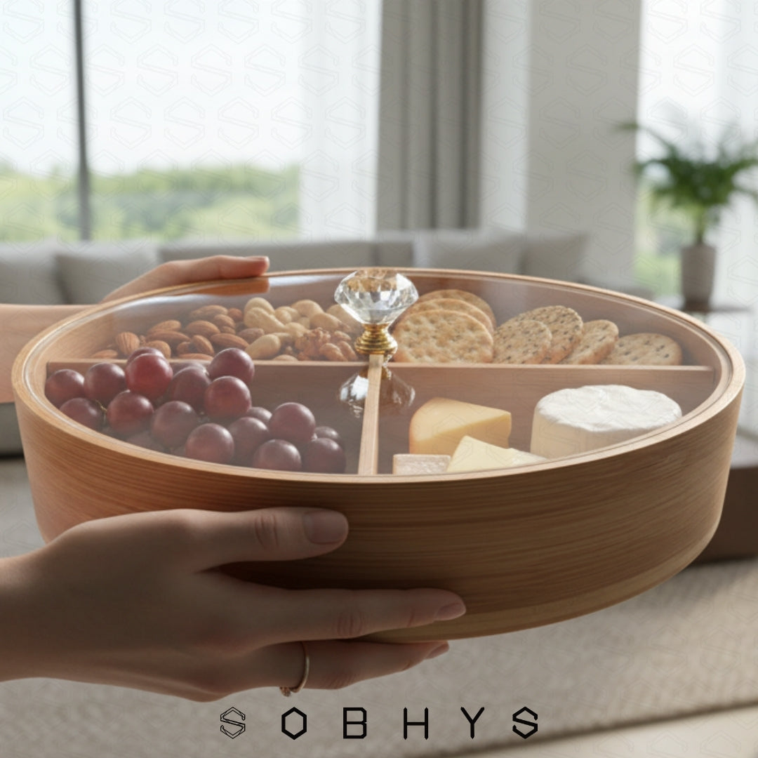 Deluxe Bamboo & Crystal Oval Hosting Tray (29cm)
