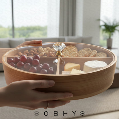 Deluxe Bamboo & Crystal Oval Hosting Tray (29cm)