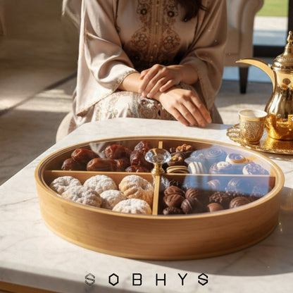 Deluxe Bamboo & Crystal Oval Hosting Tray (29cm)
