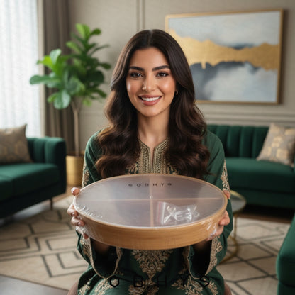 Deluxe Bamboo & Crystal Oval Hosting Tray (29cm)