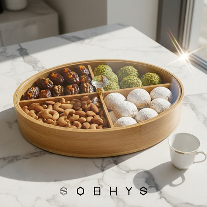 Deluxe Bamboo & Crystal Oval Hosting Tray (29cm)