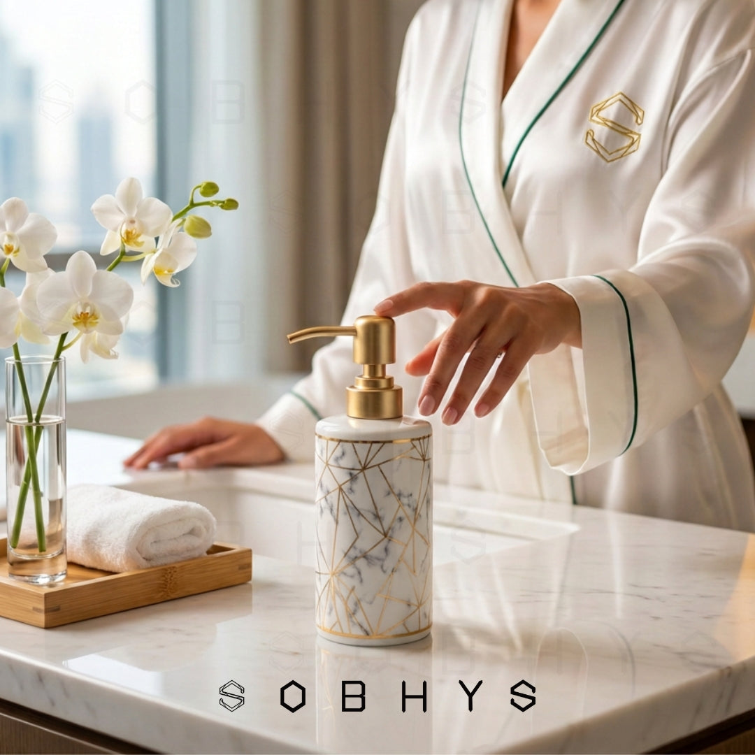 Ceramic Soap Dispenser – Golden Marble