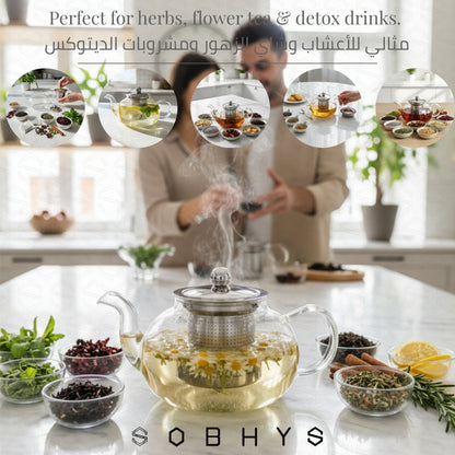 600ml Borosilicate Glass Teapot with Hook-Lock Infuser, Anti-Drip Spout & Heat Resistant