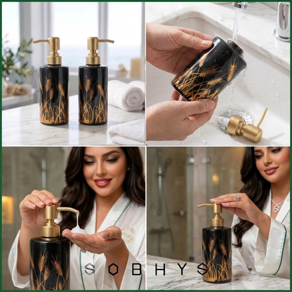 Ceramic Soap Dispenser – Black Golden Wheat