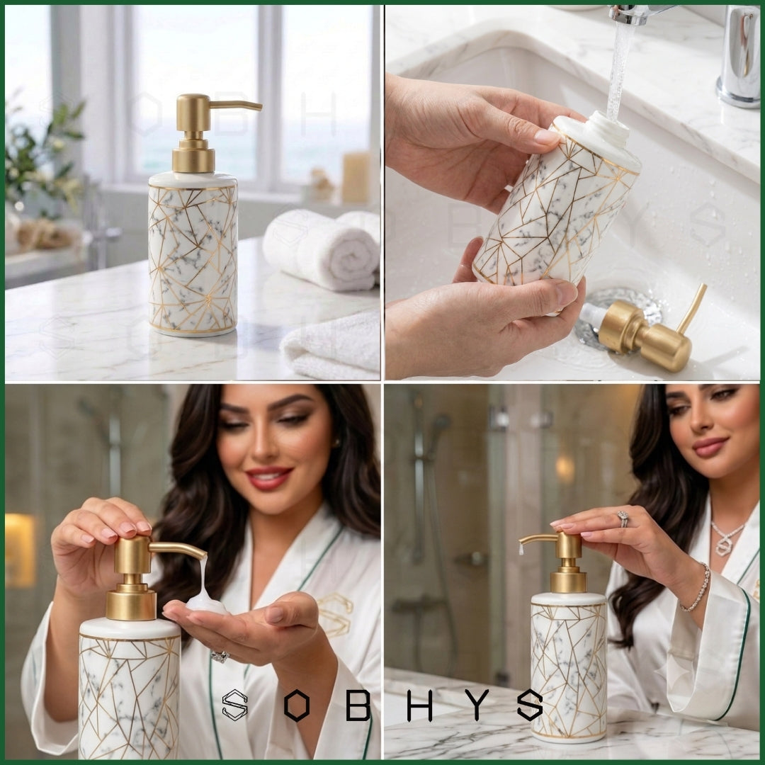 Ceramic Soap Dispenser – Golden Marble