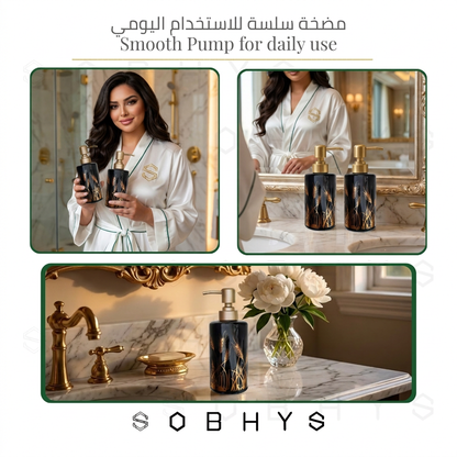 Ceramic Soap Dispenser – Black Golden Wheat