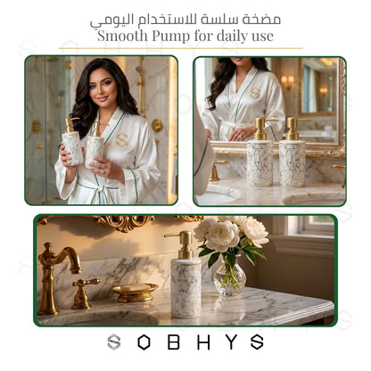 Ceramic Soap Dispenser – Golden Marble