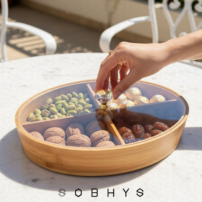 Deluxe Bamboo & Crystal Oval Hosting Tray (29cm)