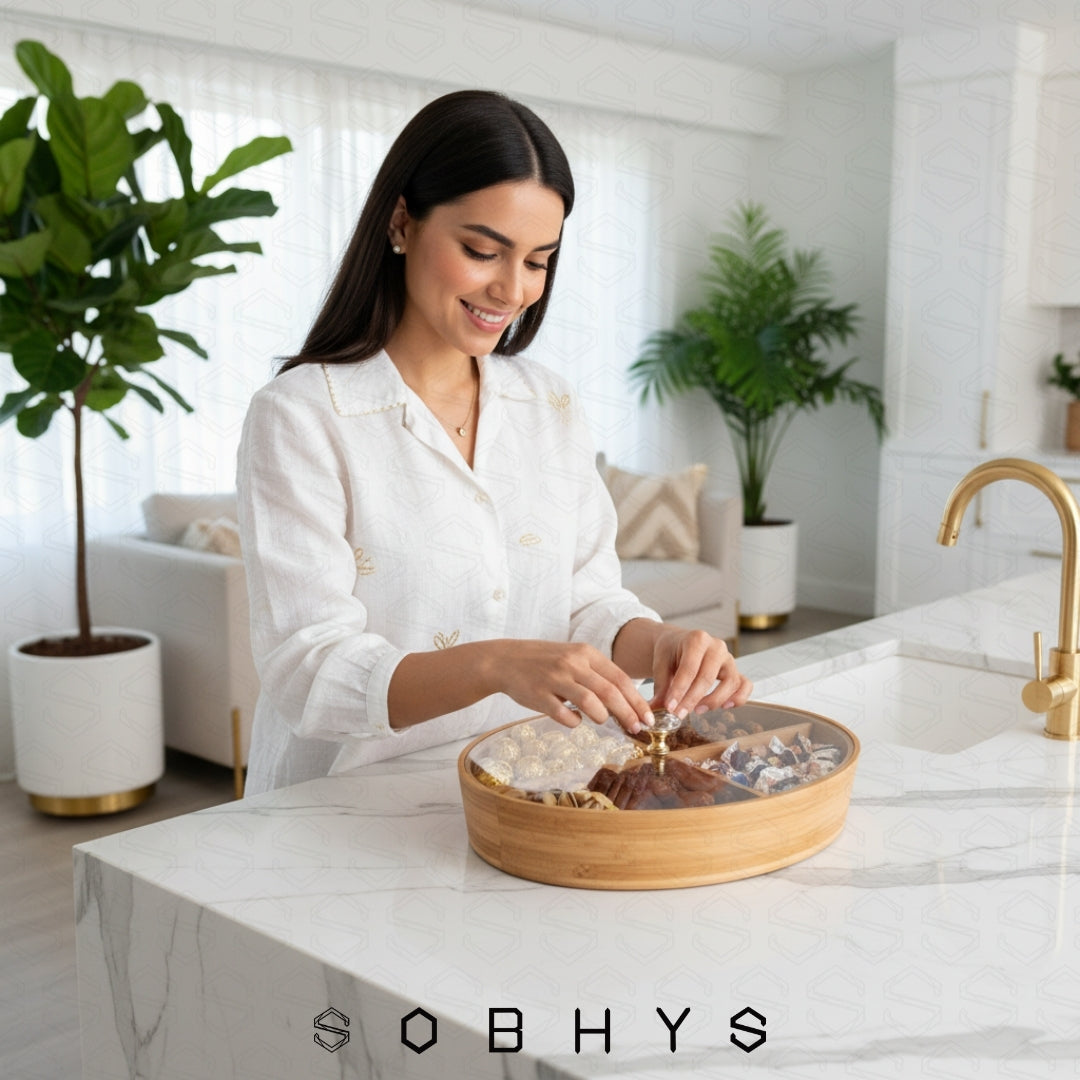 Deluxe Bamboo & Crystal Oval Hosting Tray (29cm)