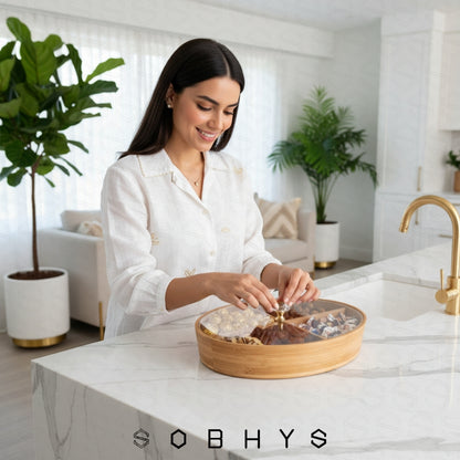 Deluxe Bamboo & Crystal Oval Hosting Tray (29cm)