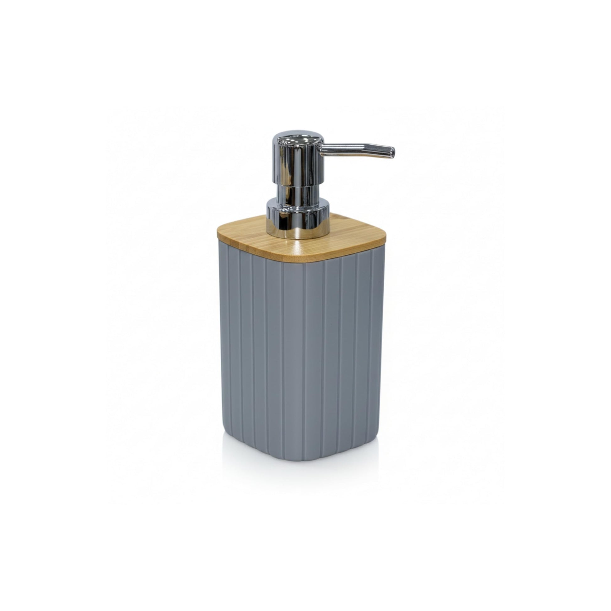 Ribbed Bamboo Soap Dispenser with Natural Bamboo Lid - Gray Drinkware collection SOBHYS - UAE