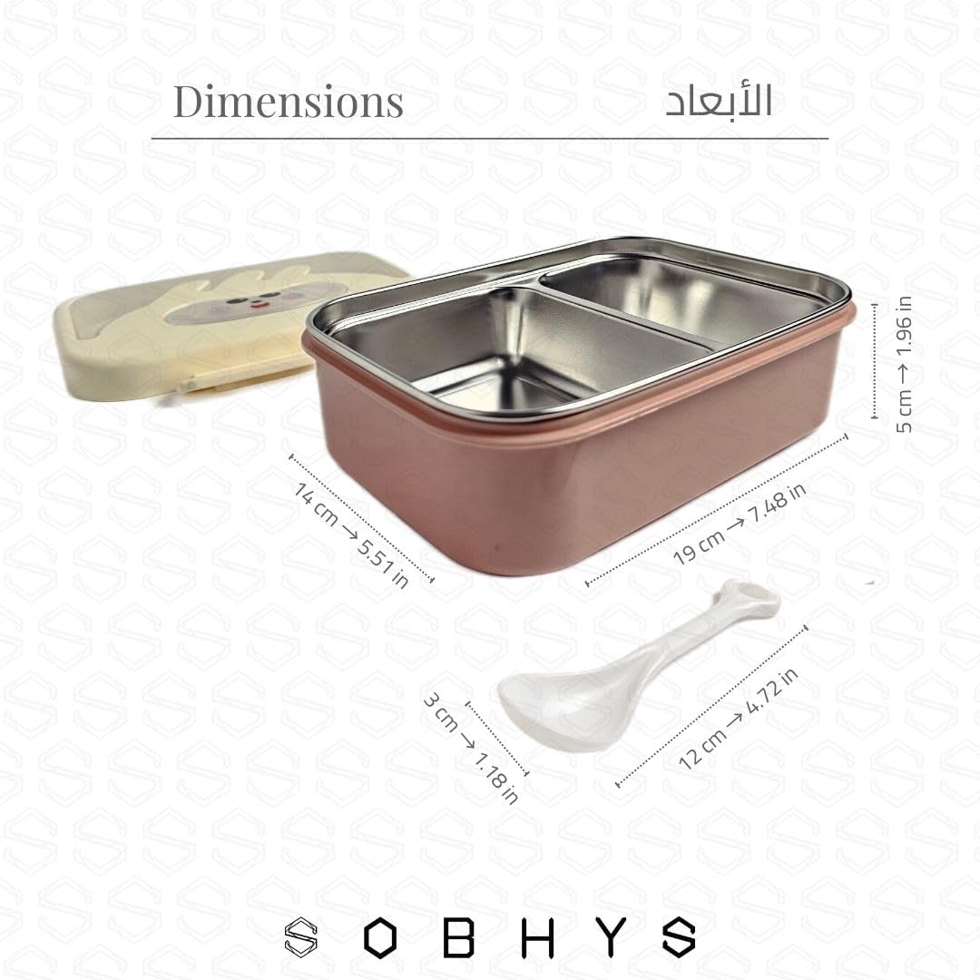 Stainless Steel Lunch Box with Removable Inner Tray - Pink