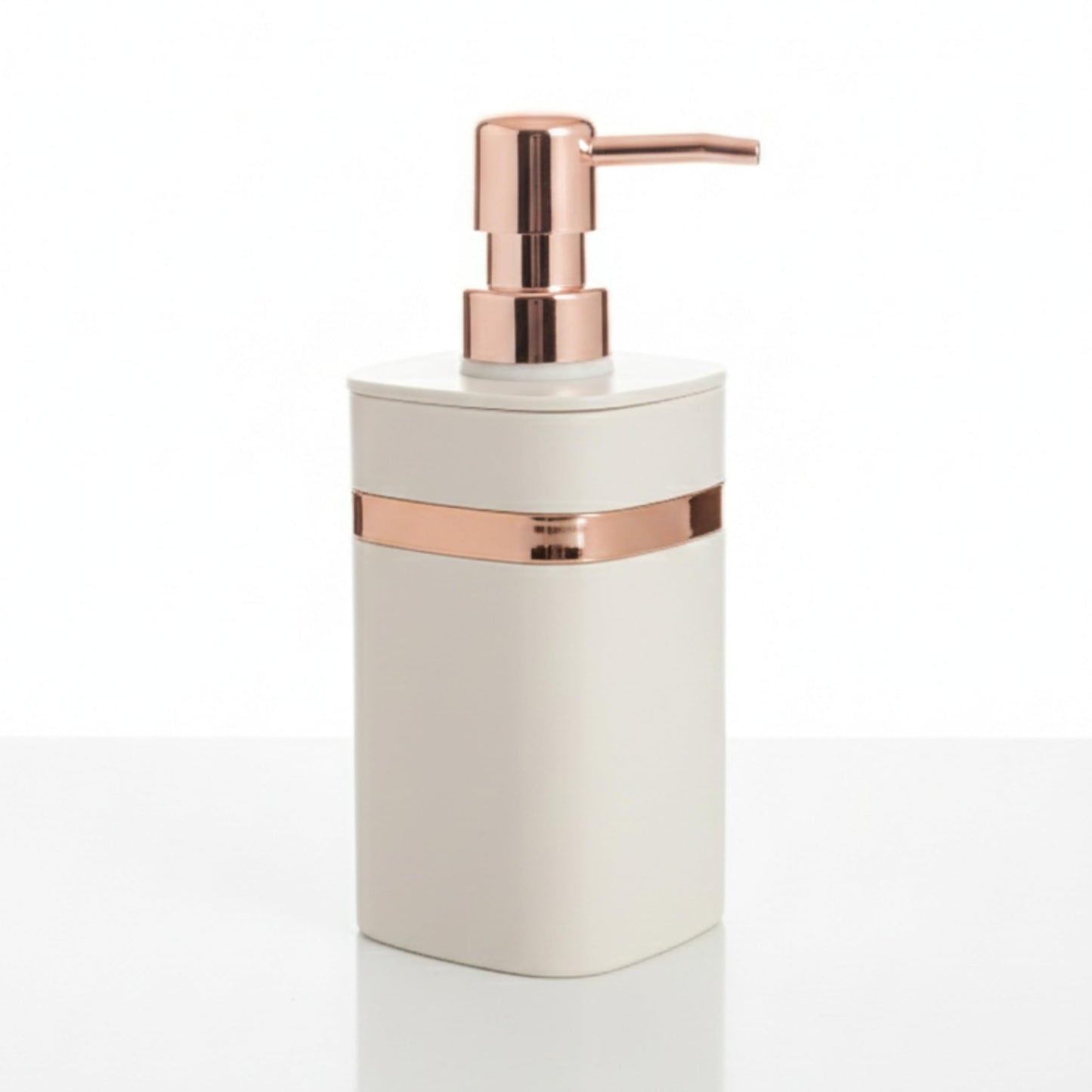 Modern Soap Dispenser with Rose Gold Pump - Greige