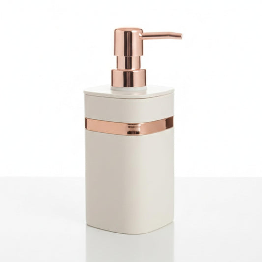 Modern Soap Dispenser with Rose Gold Pump - Greige