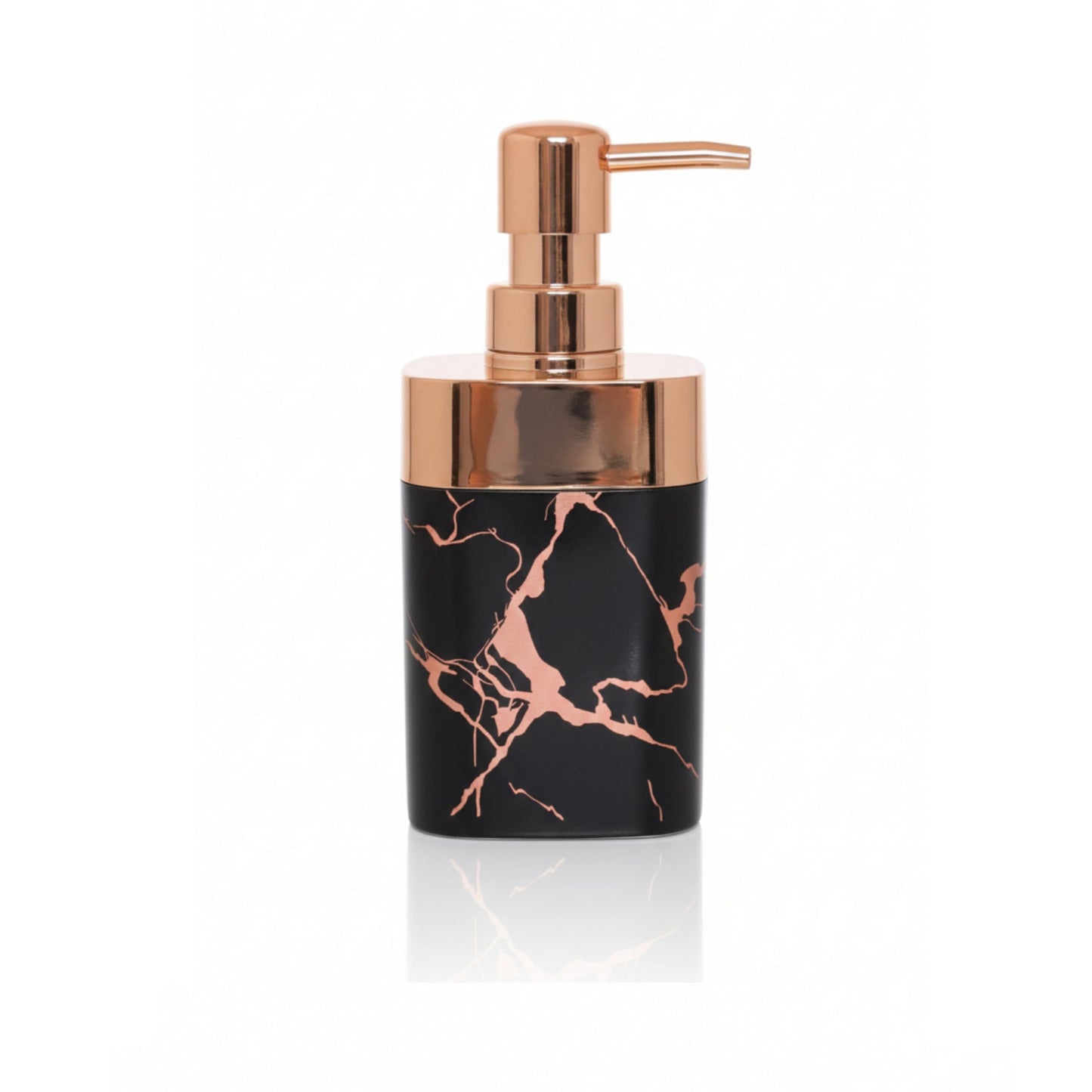 Marble Soap Dispenser with Rose Gold Pump - Black