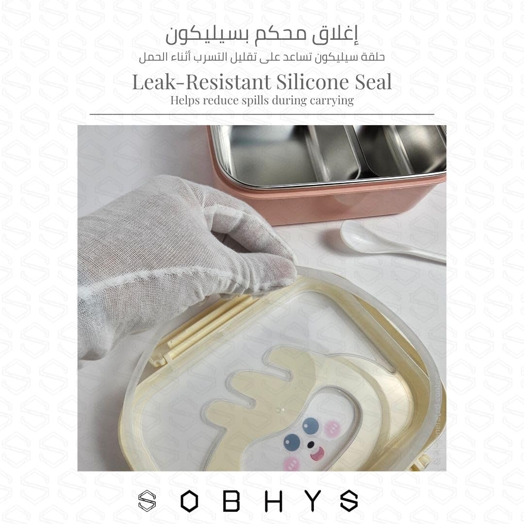 Stainless Steel Lunch Box with Removable Inner Tray - Pink