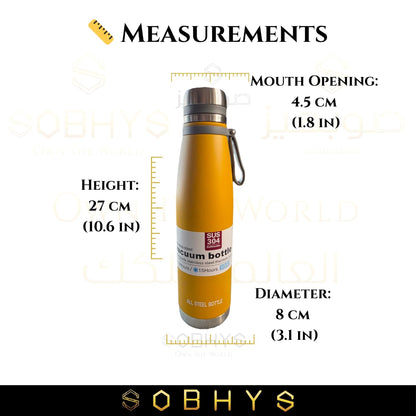 Stainless Steel Insulated Bottle Hot & Cold Flask - Yellow Drinkware collection SOBHYS - UAE