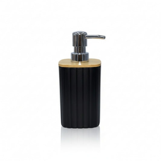 Ribbed Bamboo Soap Dispenser with Natural Bamboo Lid - Black Drinkware collection SOBHYS - UAE