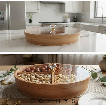 Deluxe Bamboo & Crystal Oval Hosting Tray (29cm)