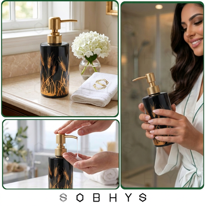 Ceramic Soap Dispenser – Black Golden Wheat