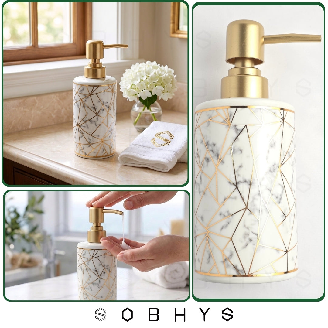 Ceramic Soap Dispenser – Golden Marble