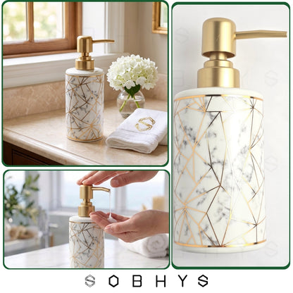 Ceramic Soap Dispenser – Golden Marble