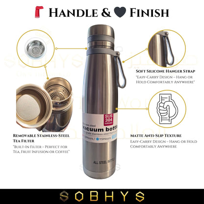Stainless Steel Insulated Bottle Hot & Cold Flask - Silver Drinkware collection SOBHYS - UAE
