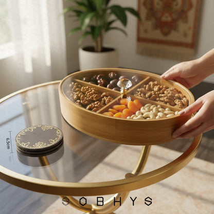 Deluxe Bamboo & Crystal Oval Hosting Tray (29cm)