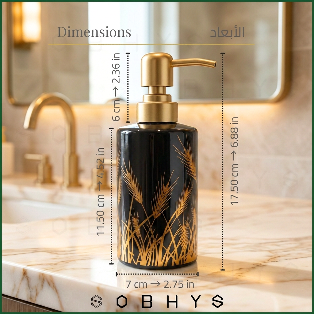 Ceramic Soap Dispenser – Black Golden Wheat