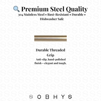 Premium Stainless Steel Spoon Straws Set - Silver-Straight Straws collection SOBHYS - UAE