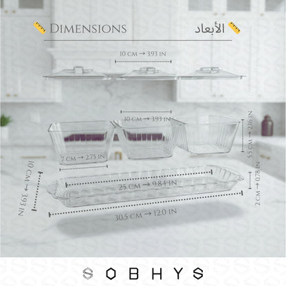 Acrylic serving set - 3 Squaare Bowl Kitchen Essentials SOBHYS - UAE
