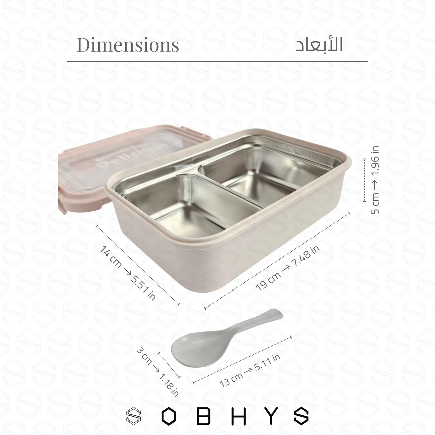 Stainless Steel Lunch Box with Removable Inner Tray - Blush Pink