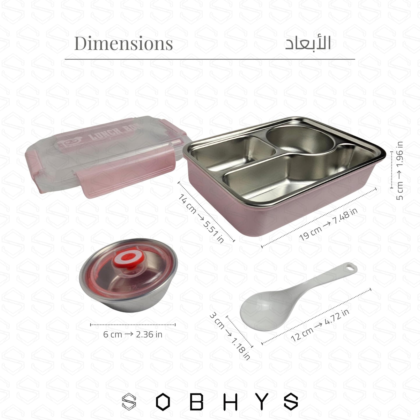 Stainless Steel Lunch Box with Removable Inner Tray - Pink
