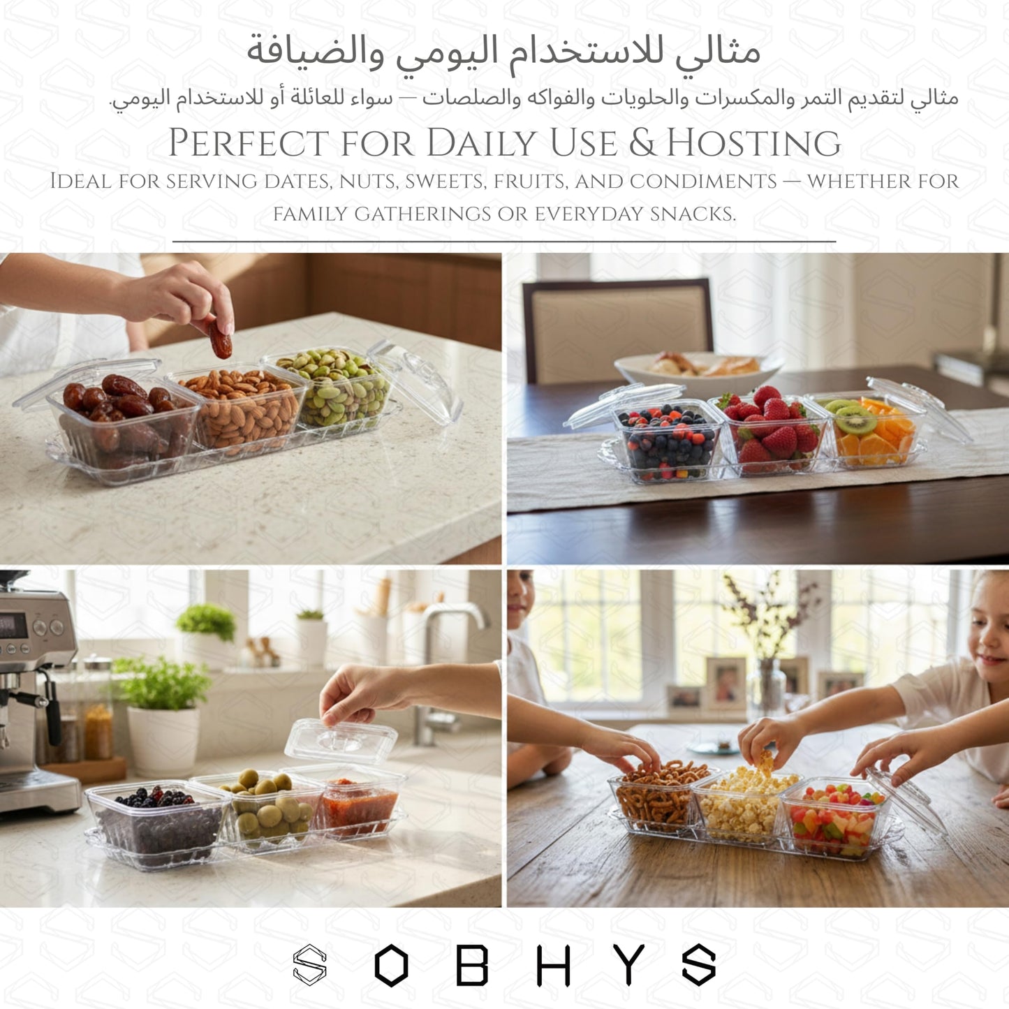 Acrylic serving set - 3 Squaare Bowl