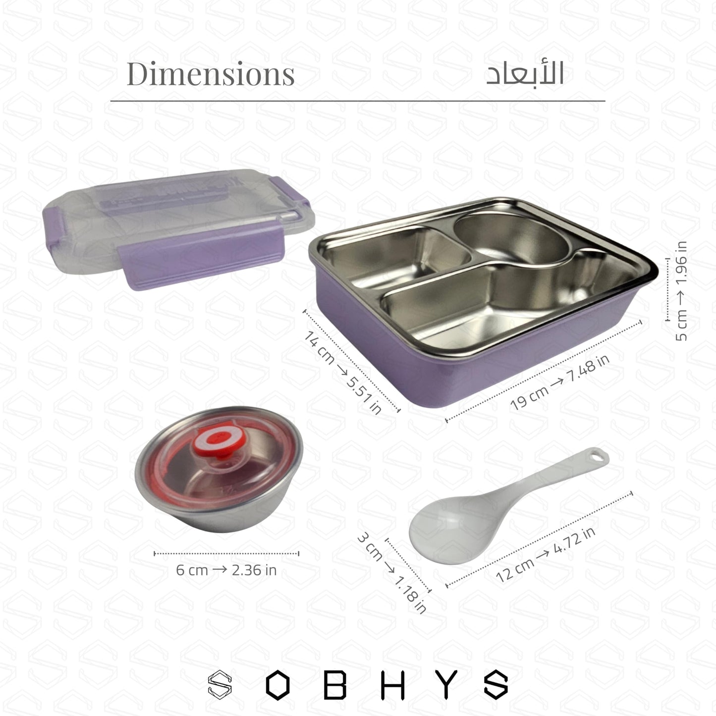 Stainless Steel Lunch Box with Removable Inner Tray - Lavender