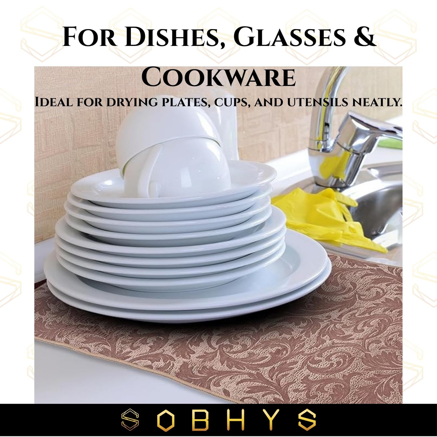 Microfiber Dish Drying Mat - Brown