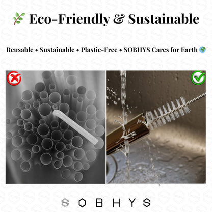 Premium Stainless Steel Spoon Straws Set - Golden-Spoon Straws collection SOBHYS - UAE