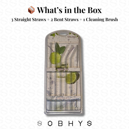 Glass Drinking Straw Set - Clear Straws collection SOBHYS - UAE