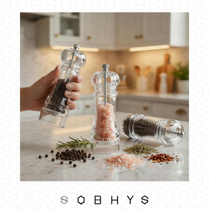 Acrylic Salt & Pepper Grinder 18.5cm - Clear Kitchen Essentials SOBHYS - UAE