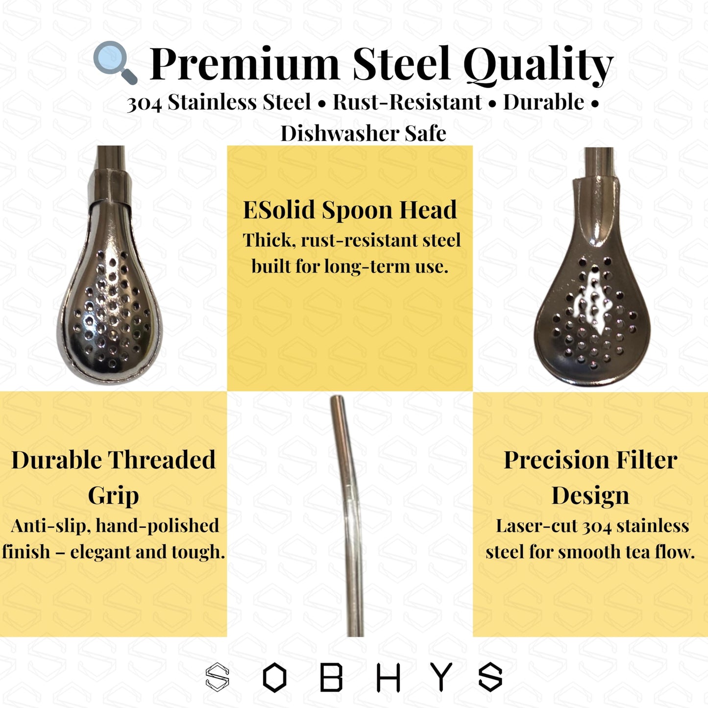 Premium Stainless Steel Spoon Straws Set - Silver-S- filter