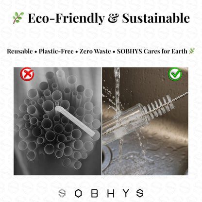 Glass Drinking Straw Set - Clear Straws collection SOBHYS - UAE