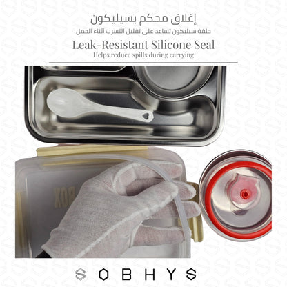 Stainless Steel Lunch Box with Removable Inner Tray - Yellow Lunch box collection SOBHYS - UAE