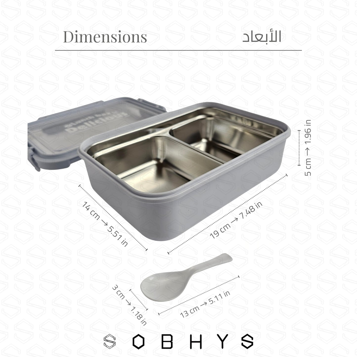 Stainless Steel Lunch Box with Removable Inner Tray - Light Blue