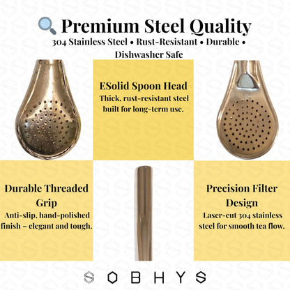 Premium Stainless Steel Spoon Straws Set - Silver-L-filter Straws collection SOBHYS - UAE