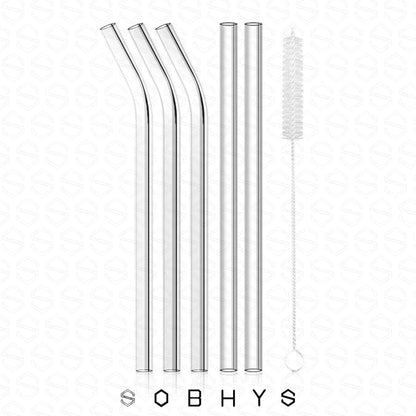 Glass Drinking Straw Set - Clear Straws collection SOBHYS - UAE
