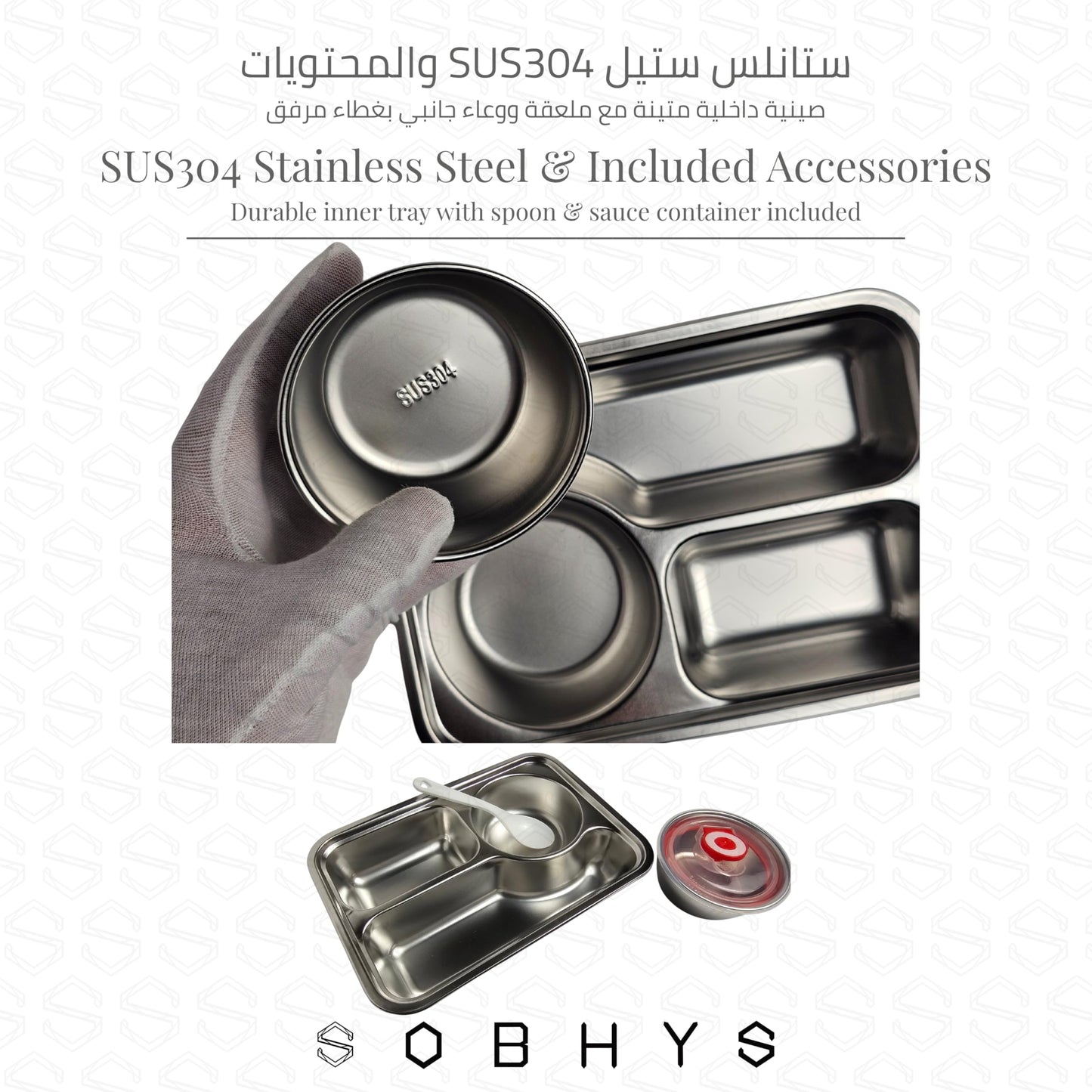 Stainless Steel Lunch Box with Removable Inner Tray - Pink