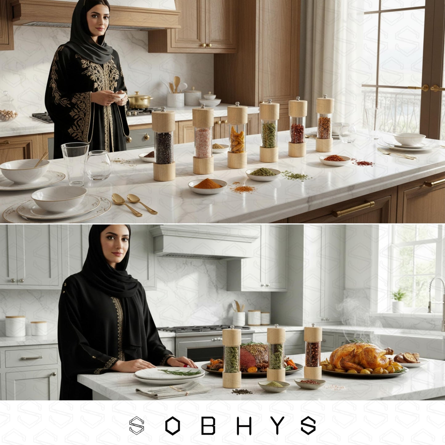 Wood and Acrylic Salt and Pepper Grinder - Natural Wood