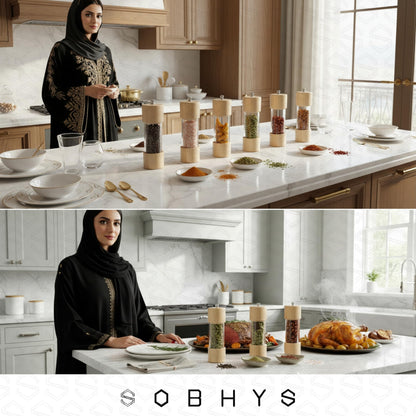 Wood and Acrylic Salt and Pepper Grinder - Natural Wood Kitchen Essentials SOBHYS - UAE